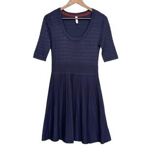 Xhilaration Fit‎ and Flare Knit Sweater Dress Women Size M Navy Short Sleeves